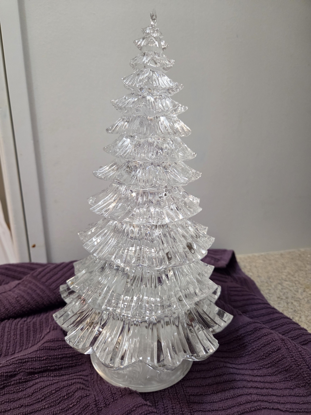 Icy Craft Clear Glass Lighted Tree Holiday Decor